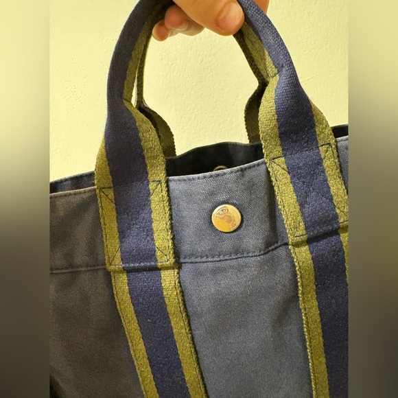Hermes Navy Canvas Tote - Picture 3 of 11